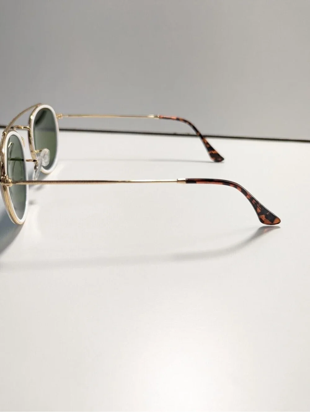 Retro Style Sunglasses  Gold Gradient Blue Lens Double Bridge 53-20